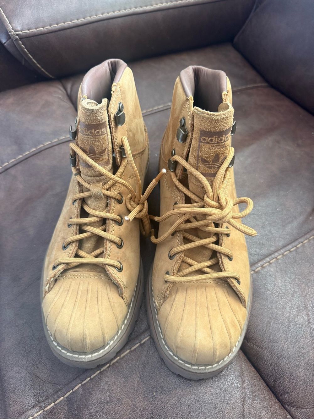 NEW adidas Tan Suede Lace-Up Ankle Boots